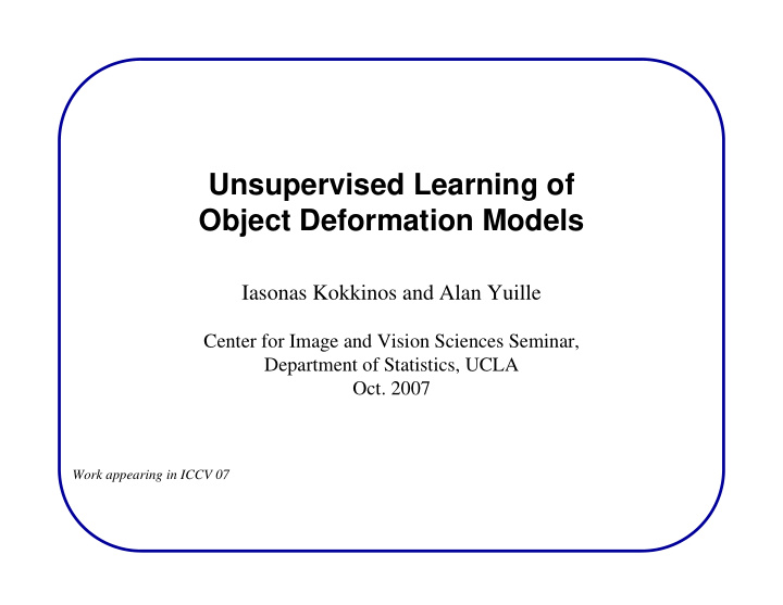 unsupervised learning of object deformation models