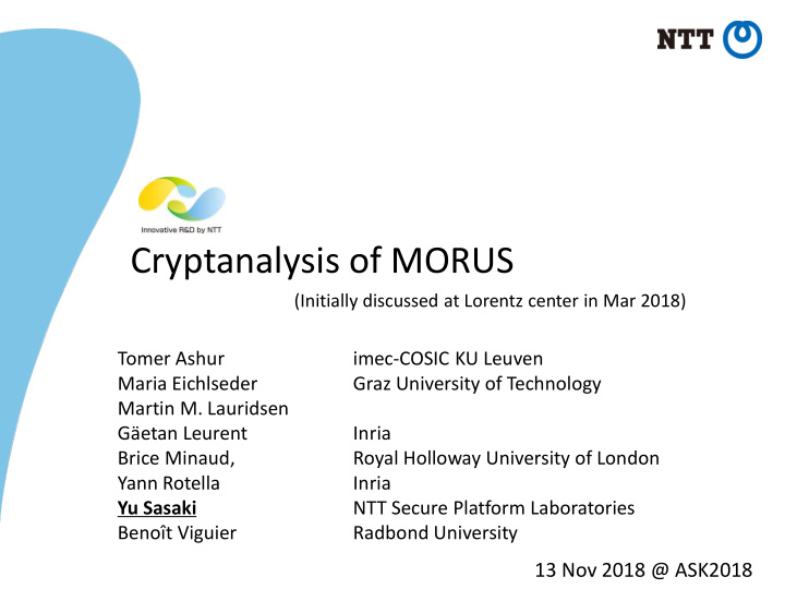 cryptanalysis of morus