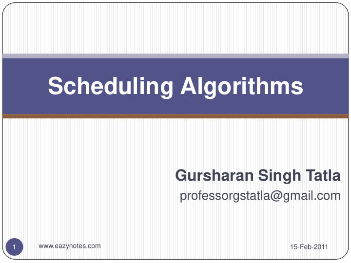 scheduling algorithms