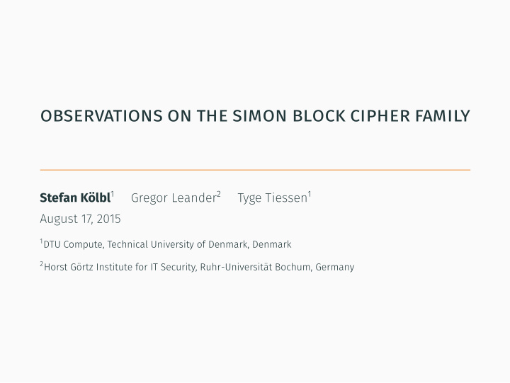 observations on the simon block cipher family