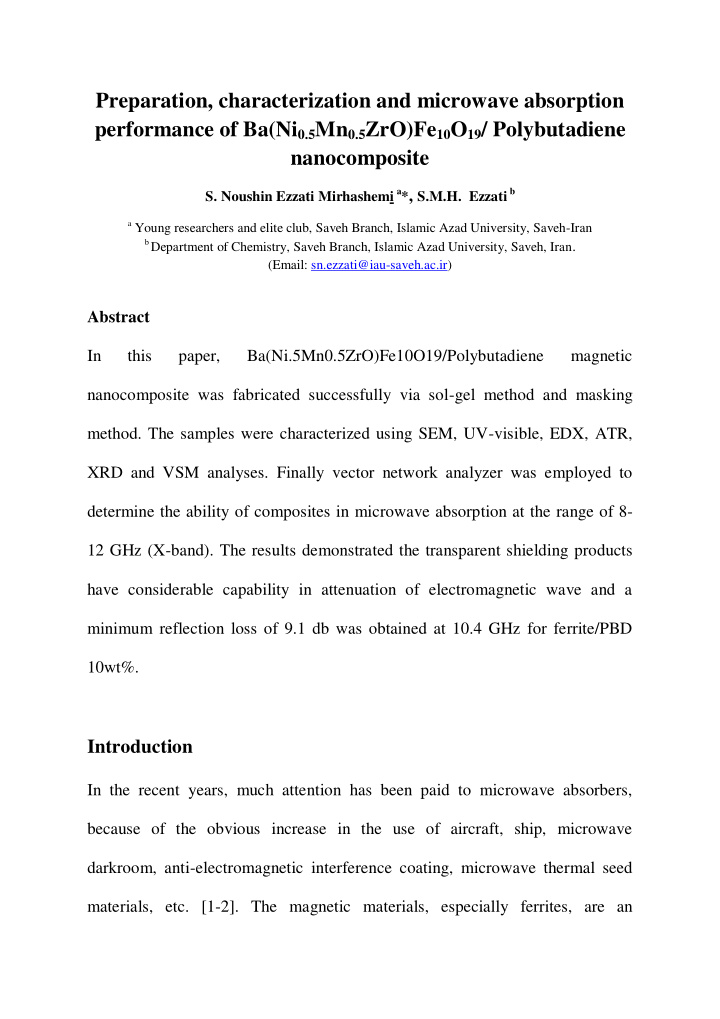 preparation characterization and microwave absorption