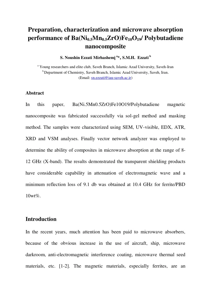preparation characterization and microwave absorption