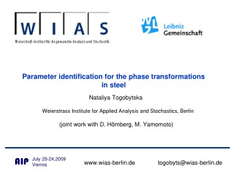 AIP  July 20-24,2009  www.wias-berlin.de  togobyts@wias-berlin.de  Vienna  Outline  Phase