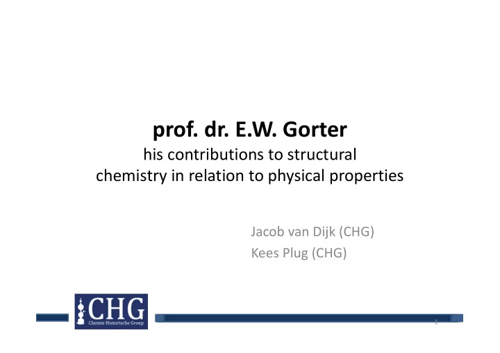 prof dr e w gorter