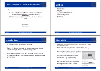 Outline   Introduction  Paper:  Paper:   Why DRA   Types of DRA elements  A. Petosa, A.