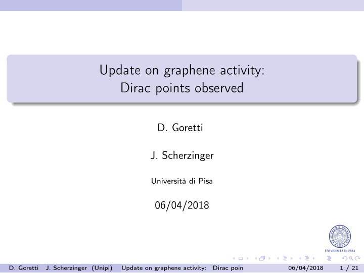 update on graphene activity dirac points observed