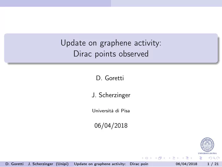 update on graphene activity dirac points observed