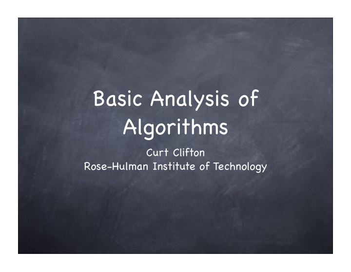 basic analysis of algorithms