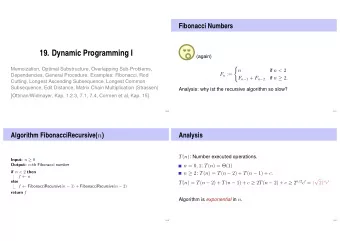 19. Dynamic Programming I  (again)    Memoization, Optimal Substructure, Overlapping