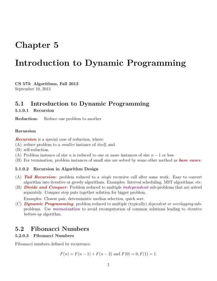 chapter 5 introduction to dynamic programming