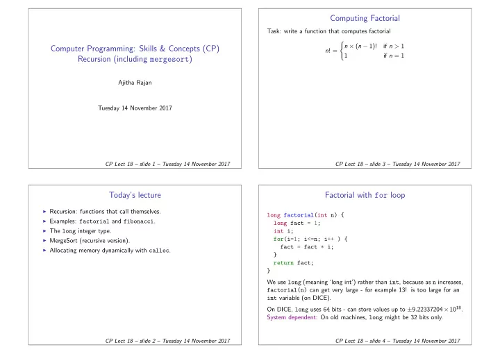 computing factorial