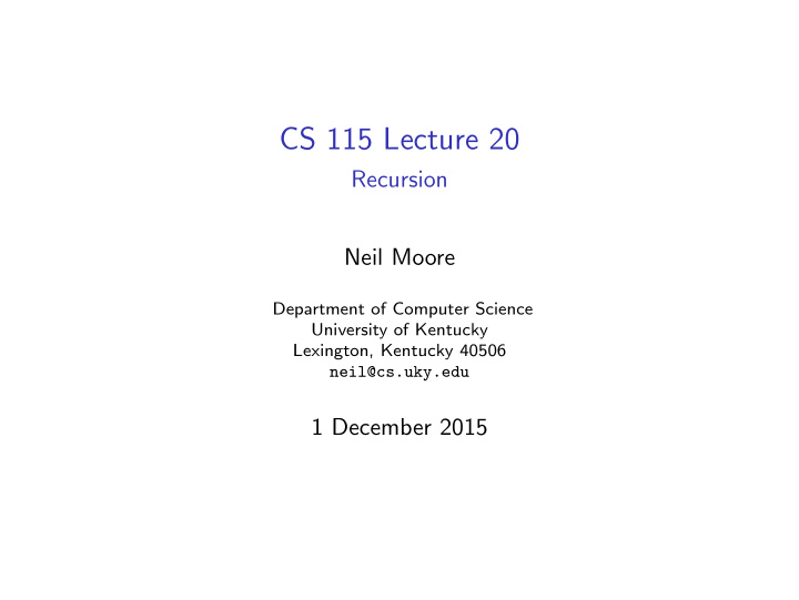 cs 115 lecture 20