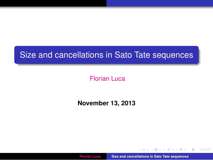 size and cancellations in sato tate sequences