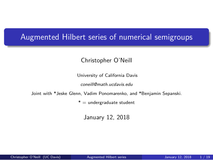 augmented hilbert series of numerical semigroups
