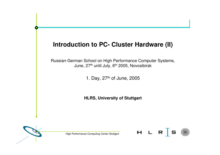introduction to pc cluster hardware ii