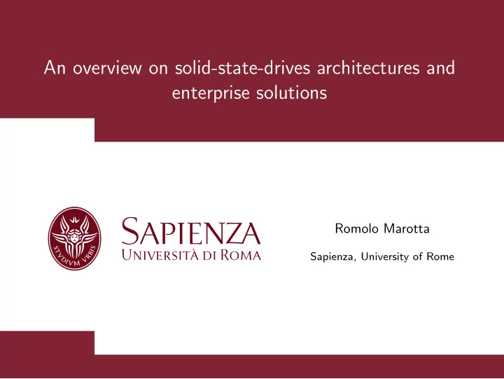 an overview on solid state drives architectures and