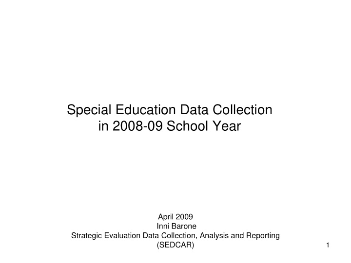 special education data collection in 2008 09 school year