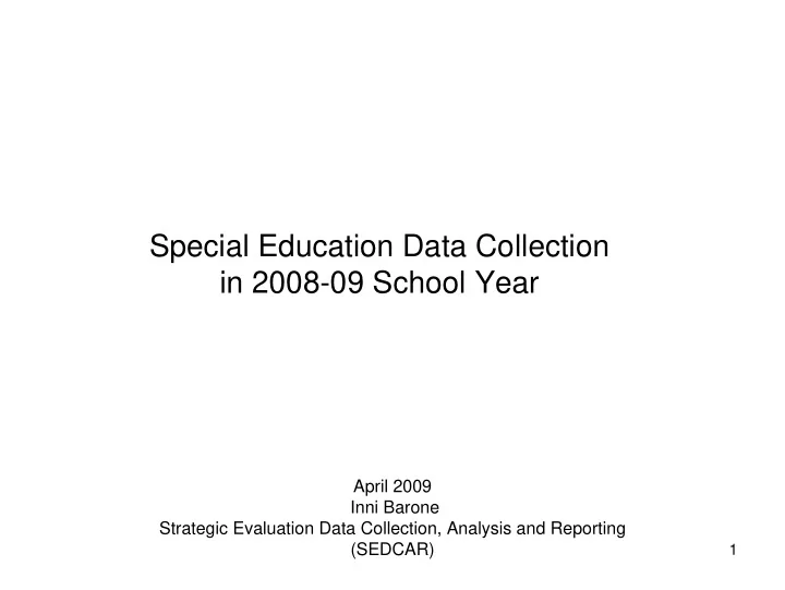 special education data collection in 2008 09 school year