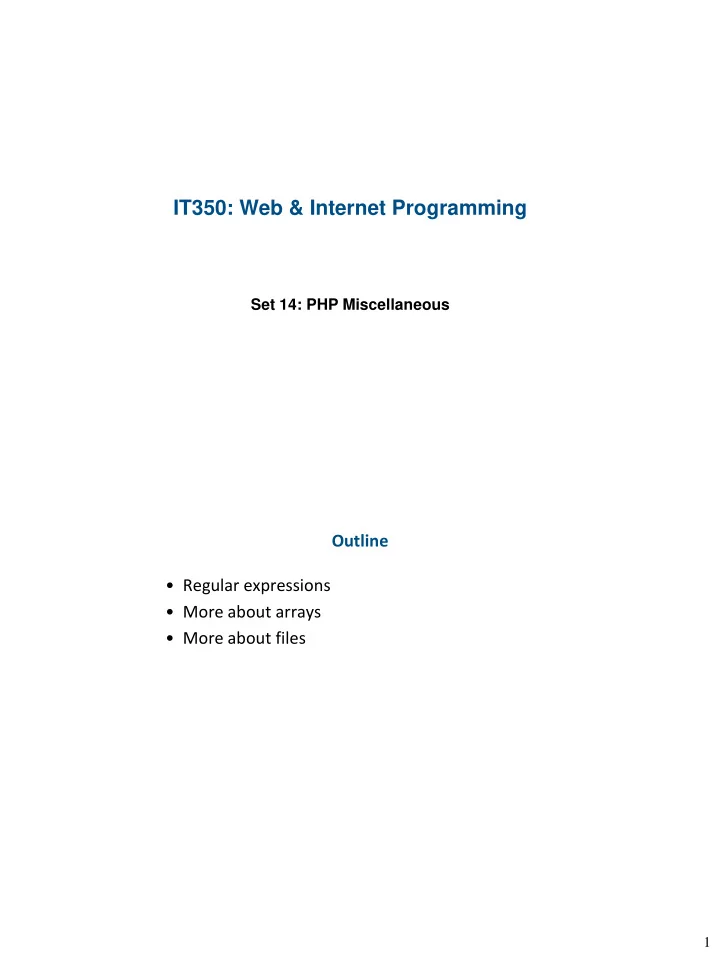 it350 web internet programming