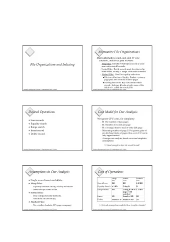 Alternative File Organizations Many alternatives exist, each ideal for some  situation , and not so