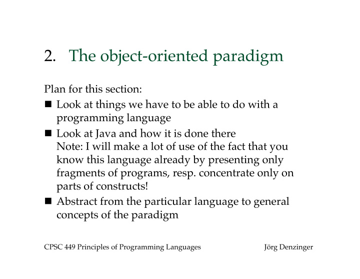 2 the object oriented paradigm