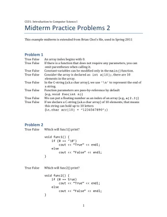 Midterm Practice Problems 2  This example midterm is extended from Brian Chois file, used in