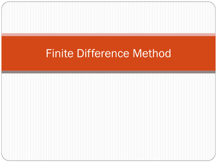 finite difference method motivation