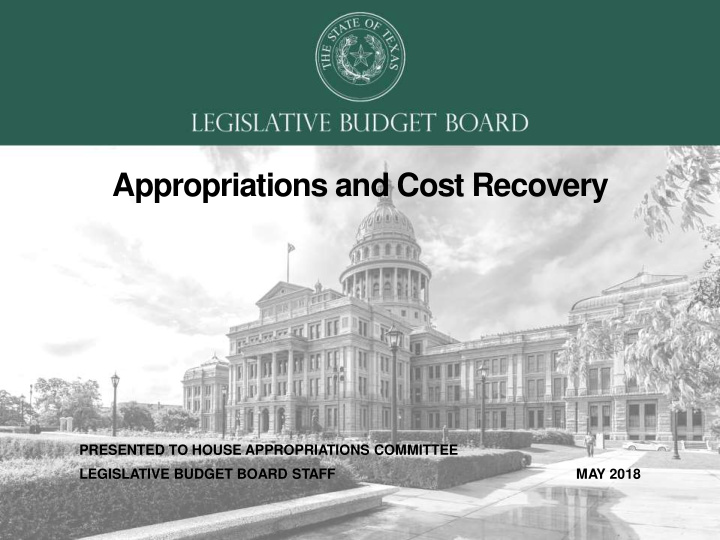 appropriations and cost recovery