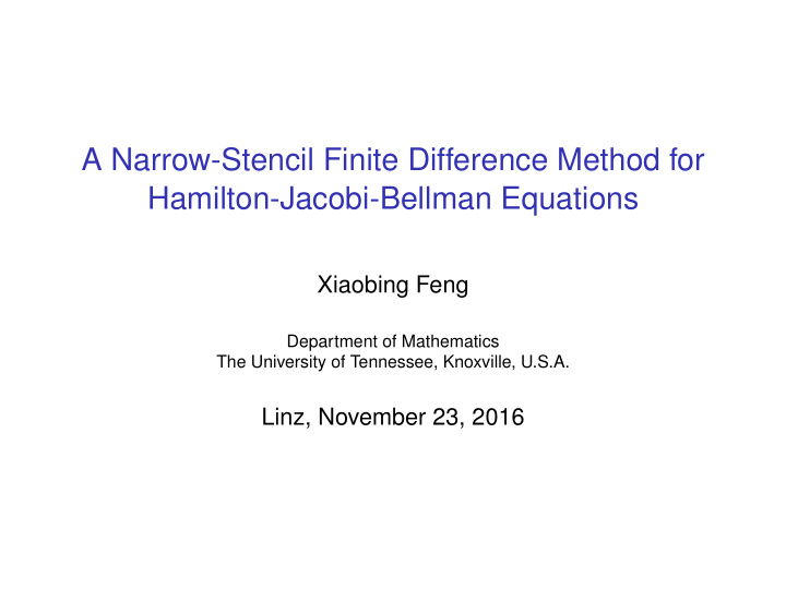 a narrow stencil finite difference method for hamilton