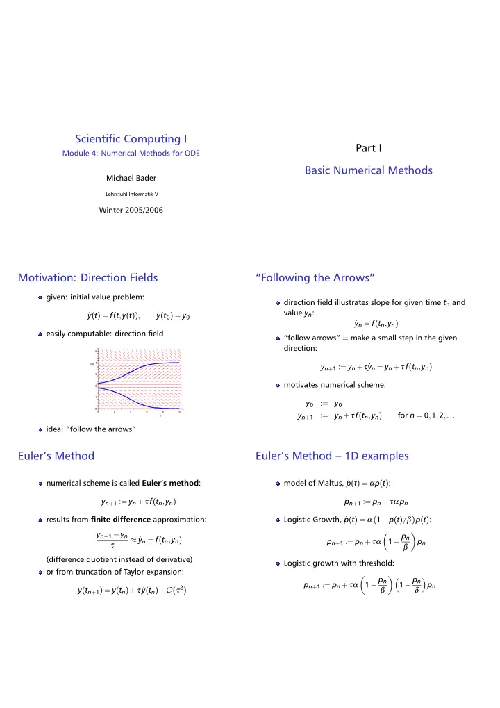 scientific computing i part i