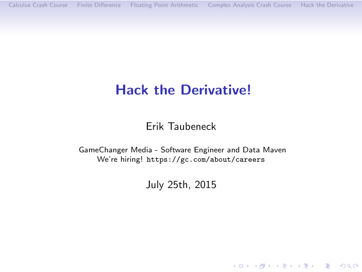 hack the derivative