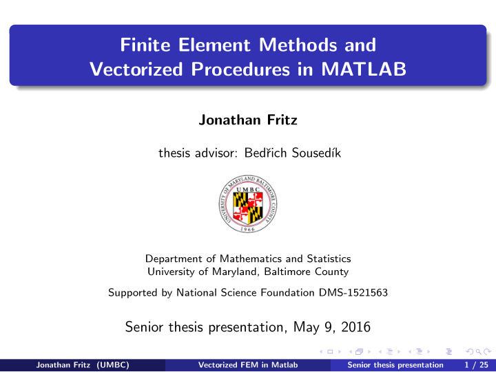 finite element methods and vectorized procedures in matlab