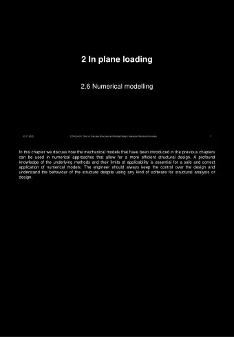 2 In plane loading  2.6 Numerical modelling  03.11.2020  ETH Zurich | Chair of Concrete Structures