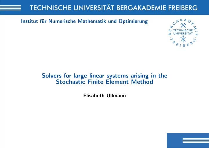 solvers for large linear systems arising in the