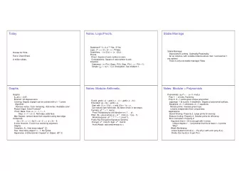 Today  Notes: Logic/Proofs.  Stable Marriage  Statement? 3 = 4+1? Yes. 3? No Logic. P =  Q