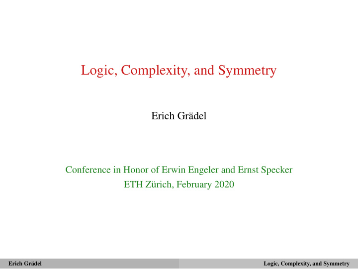 logic complexity and symmetry