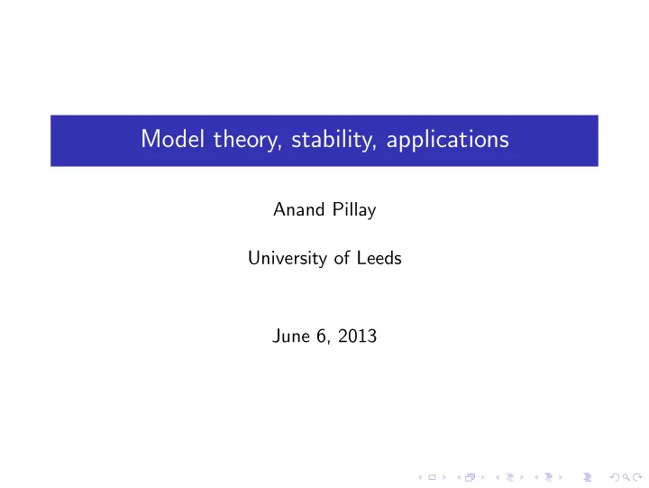 model theory stability applications