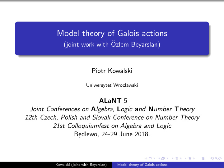 model theory of galois actions