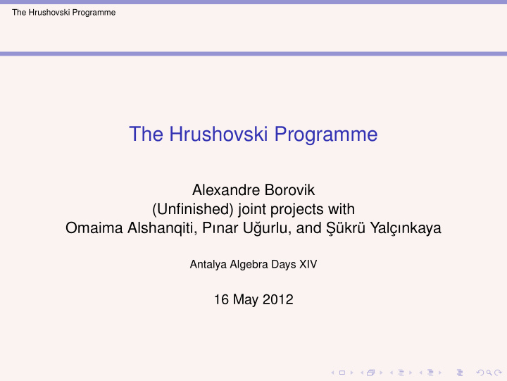 the hrushovski programme