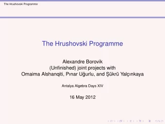 The Hrushovski Programme  Alexandre Borovik  (Unfinished) joint projects with  Omaima Alshanqiti,