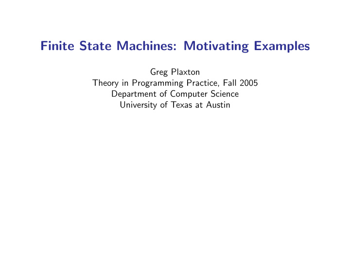 finite state machines motivating examples