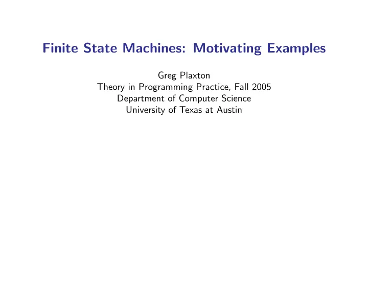 finite state machines motivating examples