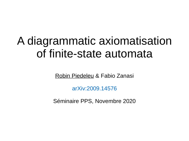 a diagrammatic axiomatisation of finite state automata