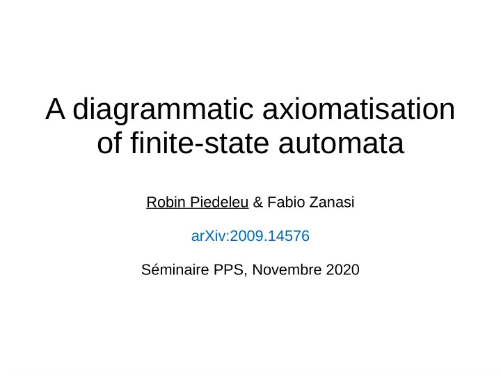 a diagrammatic axiomatisation of finite state automata