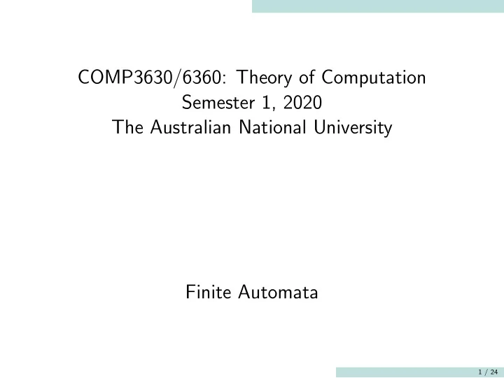comp3630 6360 theory of computation semester 1 2020 the