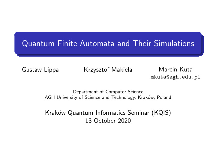 quantum finite automata and their simulations
