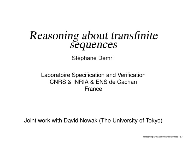 reasoning about transfinite sequences