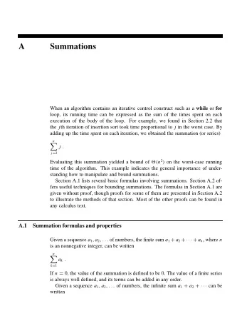 A  Summations When an algorithm contains an iterative control construct such as a while or for