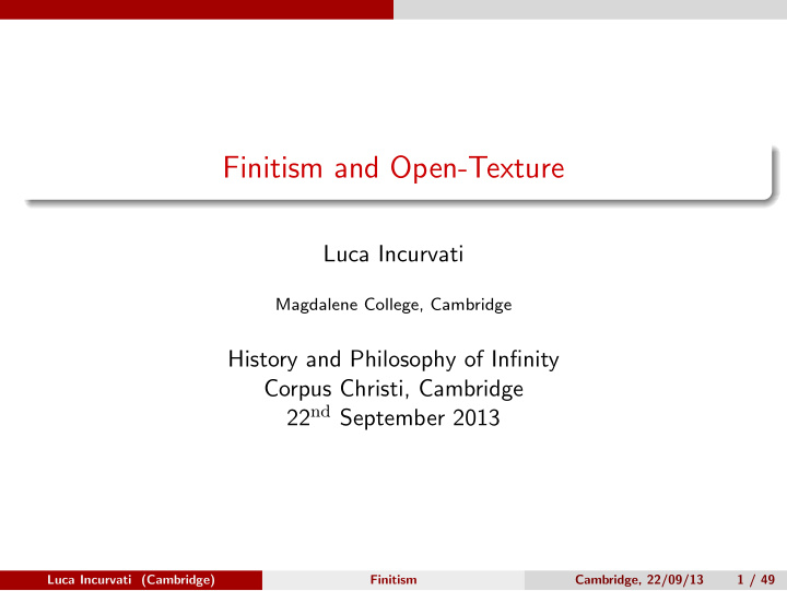 finitism and open texture