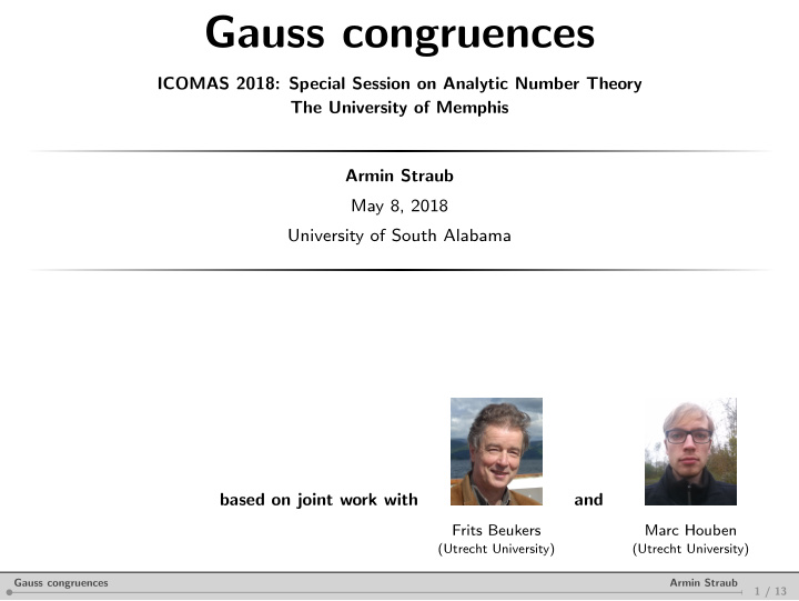 gauss congruences